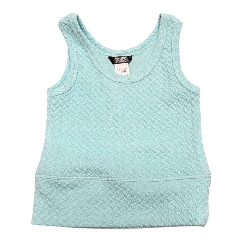 Truce Mint Blue Textured Tank top Girl L